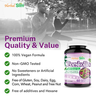 Herbal Slim Forskolin 20% with Green Tea, 60 Veggie Capsules