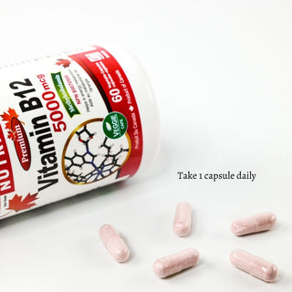 Nutridom 维生素 B12，甲钴胺，5,000 微克，60 粒素食胶囊