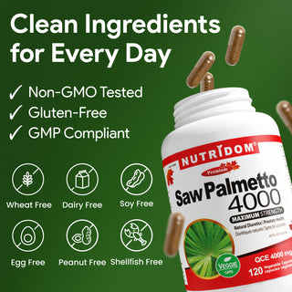 Nutridom Saw Palmetto, 4000 mg, 120 Vegetable Capsules (Maximum Strength)