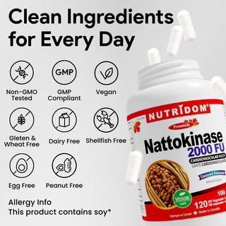 Nutridom Nattokinase 2000FU 100mg 120 DR Vegetalbe Capsules (*Delayed Release)