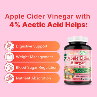 Herbal Slim Apple Cider Vinegar with Green Tea, 60 Veggie Capsules