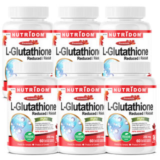 Nutridom L-Glutathione 250 mg, Fermented, 60 Veggie Capsules - 6 PACK