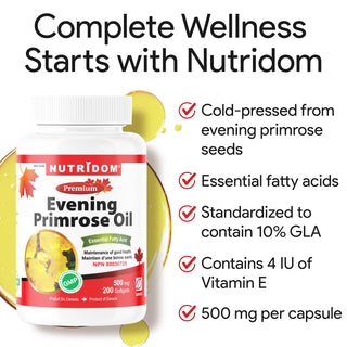 Nutridom 月见草油，500 毫克，200 粒软胶囊
