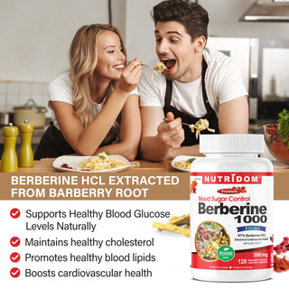 Nutridom Berberine 1000, 500mg, 97% Berberine HCL, 120 Veggie Capsules