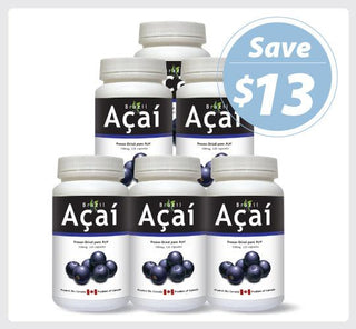 Brazil Acai 500 mg 120 Vcaps - 6 PACK - CAFORIA.CA