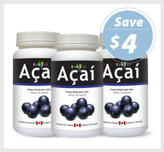 Brazil Acai 500mg 120 Vcaps - 3 PACK - CAFORIA.CA