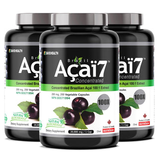 Brazil Acai 7 100x 200mg 200 Vcaps - 3 PACK - CAFORIA.CA