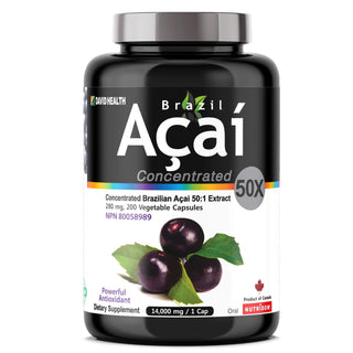 Brazil Acai 7, Acai Berry Concentrate 50x, 280 mg (1,400 mg QCE) 200 Veggie Capsules - CAFORIA.CA