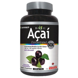 Brazil Acai 7, Acai Berry Concentrate 50x, 280 mg (1,400 mg QCE) 200 Veggie Capsules - CAFORIA.CA