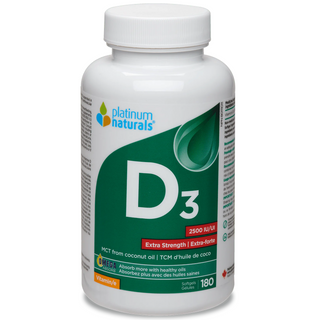 Platinum Naturals Vitamin D3 2,500IU Extra Strength 180 Softgels