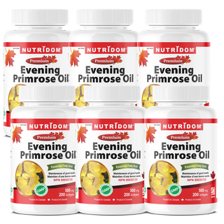 Nutridom Evening Primrose Oil, 500 mg, 200 Softgels - 6 PACK