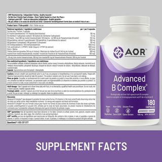 AOR 고급 B 복합체 602mg 180 베지 캡슐