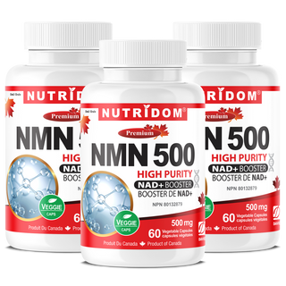 Nutridom NMN 500 60  Veggie Capsules - 3PACK