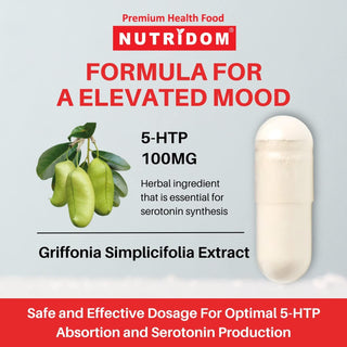 Nutridom 5-HTP，L-5-羟色氨酸，100 毫克，60 粒素食胶囊