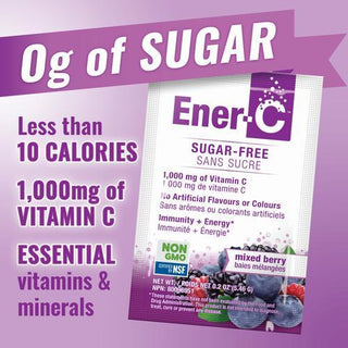 Ener - C Sugar Free 1,000mg Vitamin C Drink Mix - Mixed Berry 30 packs - CAFORIA.CA