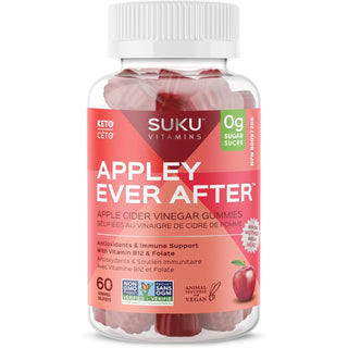 SUKU Vitamins Apple Cider Vinegar Gummy, Sugar Free, Supports Healthy Digestion, Gut Health, With Energy Boosting Vitamin B12, Keto, Vegan ACV gummies, 1020mg Apple Cider Vinegar per serving (60 count)