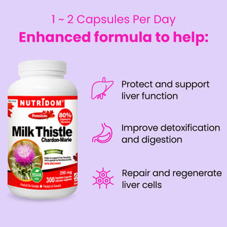 Nutridom Milk Thistle, 80% Silymarin, 250 mg, 300 Veggie Capsules