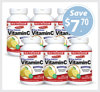 Nutridom Vitamin C, 1000mg, Timed Release, 120 Veggie Capsules - 6 PACK