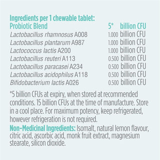 Genuine Health, Advanced Gut Health Probiotic Kids 5 Billion CFU, 30 Chewables - Lemonade - CAFORIA.CA