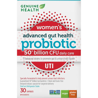 Genuine Health, Advanced Gut Health Probiotic Women&#39;s UTI 50 Billion CFU, 30 Capsules - CAFORIA.CA