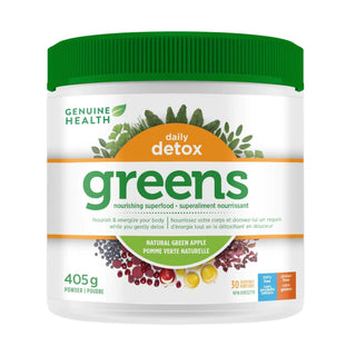 Genuine Health Greens + Daily Detox green apple 405g - CAFORIA.CA