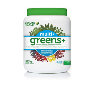 Genuine Health Greens + Multi Plus Vanilla Powder 513g - CAFORIA.CA