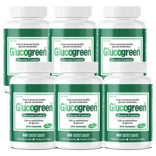 Glucogreen Glucose Control 500mg 60 Vcaps - 6 PACK - CAFORIA.CA