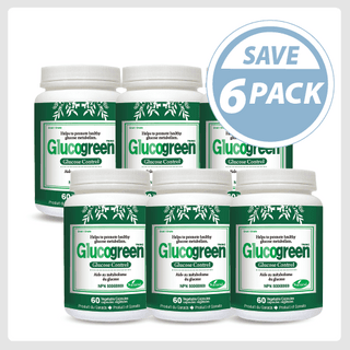 Glucogreen Glucose Control 500mg 60 Vcaps - 6 PACK - CAFORIA.CA
