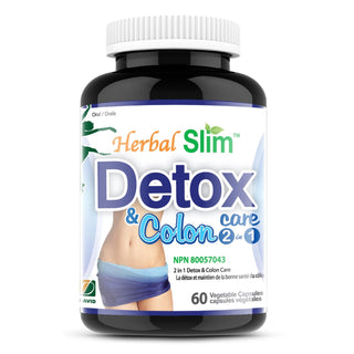 Herbal Slim Detox & Colon Care with Burdock, Calendula, Fenugreek, Green Coffee Bean and Green Tea Extract, 60 Veggie Capsules - CAFORIA.CA