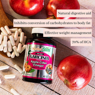 Herbal Slim Garcinia Cambogia 70% with Apple Cider Vinegar, 90 Veggie Capsules - CAFORIA.CA