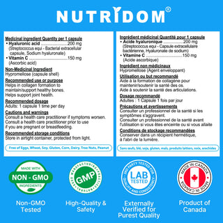 Nutridom Hyaluronic Acid with Vitamin C 120 Vcaps