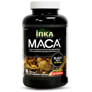 Inka Maca Black, 800 mg, Organic, Gelatinized, 150 Veggie Capsules - CAFORIA.CA