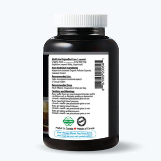 Inka Maca Black, 800 mg, Organic, Gelatinized, 90 Veggie Capsules - CAFORIA.CA