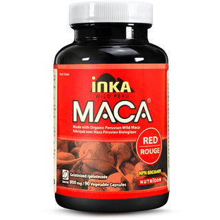 Inka Maca Red, 800 mg, Organic, Gelatinized, 90 Veggie Capsules - CAFORIA.CA