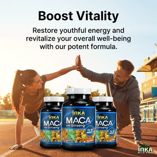 Inka Maca with Ginseng for Men, 800 mg, 90 Veggie Capsules - CAFORIA.CA