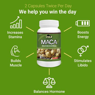 Inka Organic Maca 800 mg, 120 Veggie Capsules - CAFORIA.CA