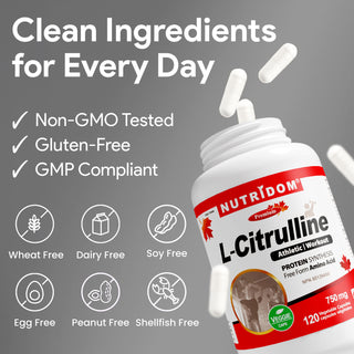 Nutridom L-Citrulline 750mg 120 Vegetable Capsules (Athletic / Workout)