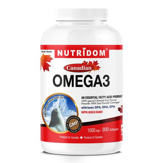 Nutridom Canadian Harp Seal Oil Omega-3, 1000mg, DHA, EPA, DPA, 300 Softgels