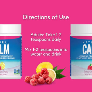 Natural Calm Magnesium Citrate Powder - Raspberry Lemon Flavour 226g - CAFORIA.CA