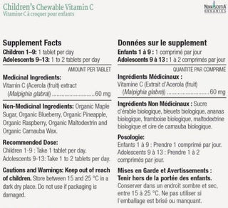 Nova Scotia Organics Children’s Chewable Vitamin C 30 Tablets - CAFORIA.CA