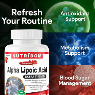 Nutridom Alpha Lipoic Acid 600mg 60Vcaps - CAFORIA.CA