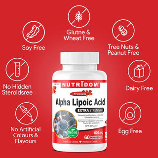 Nutridom Alpha Lipoic Acid 600mg 60Vcaps - CAFORIA.CA