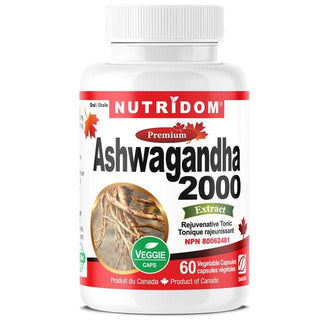 Nutridom Ashwagandha 2000, 60 Veggie Capsules - CAFORIA.CA