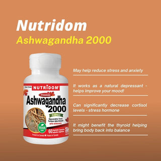 Nutridom Ashwagandha 2000, 60 Veggie Capsules - CAFORIA.CA