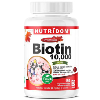 Nutridom Biotin, 10,000 mcg, 150 Veggie Capsules - CAFORIA.CA