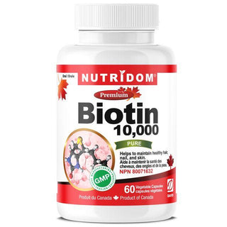 Nutridom Biotin, 10,000 mcg, 60 Veggie Capsules - CAFORIA.CA