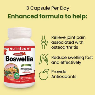 Nutridom Boswellia Serrata, 40% Boswellic Acids, 90 Veggie Capsules - 3 PACK - CAFORIA.CA