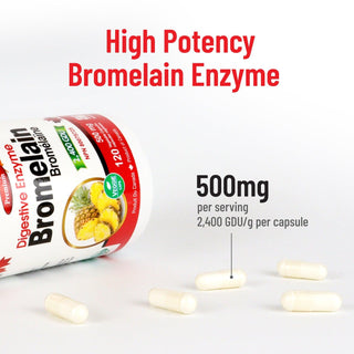 Nutridom Bromelain 2,400 GDU, 500 mg, Digestive Enzyme, 120 Veggie Capsules - CAFORIA.CA