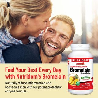 Nutridom Bromelain 2,400 GDU, 500 mg, Digestive Enzyme, 120 Veggie Capsules - CAFORIA.CA