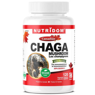 Nutridom Canadian Chaga Mushroom, 360 mg, 120 Veggie Capsules - CAFORIA.CA